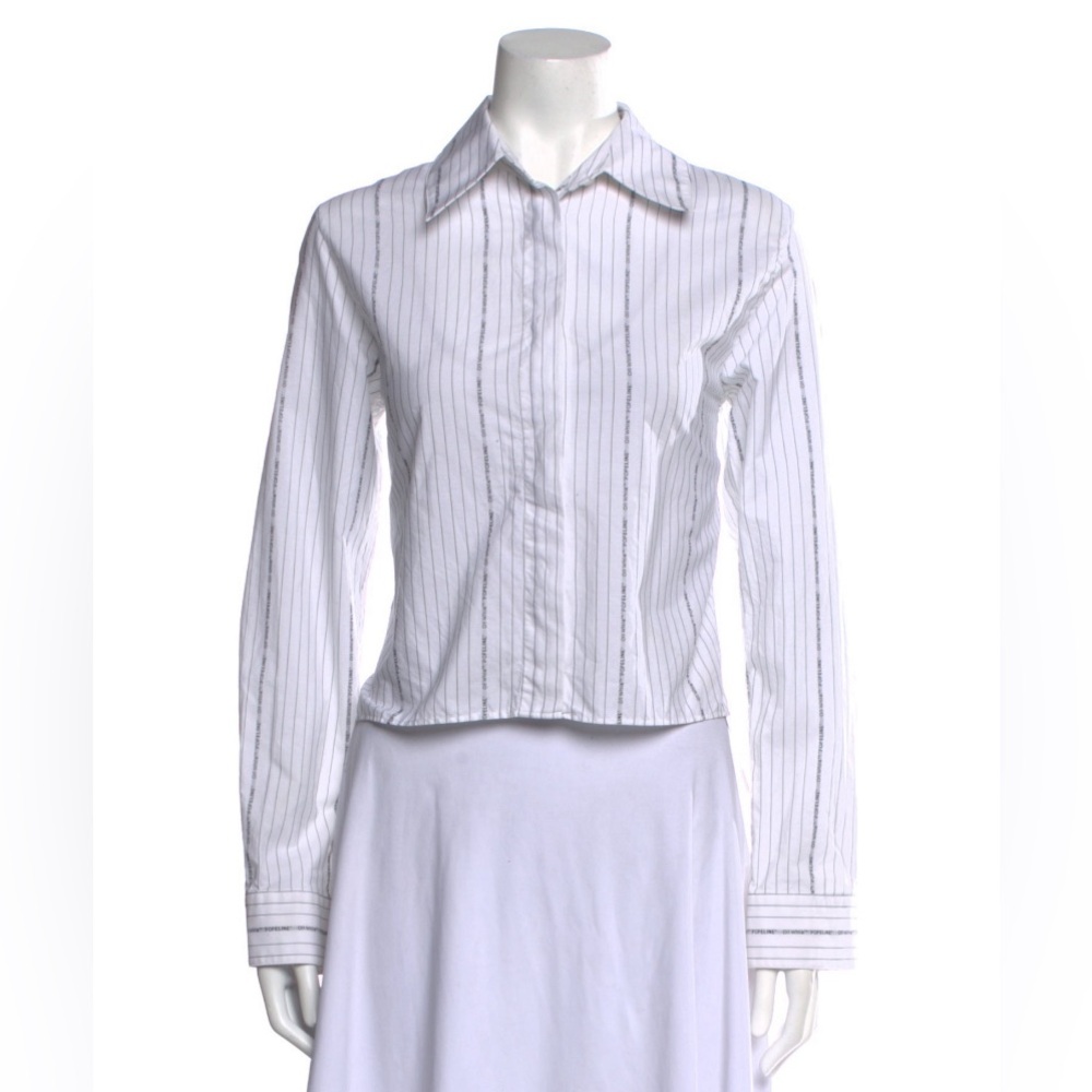 Off White pinstriped logo white shirt